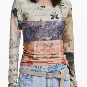DESIGUAL T-SHIRT MANICHE LUNGHE DONNA BEIGE