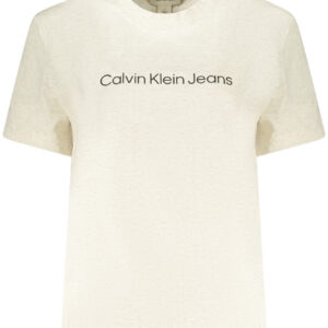 CALVIN KLEIN T-SHIRT MANICHE CORTE DONNA BEIGE