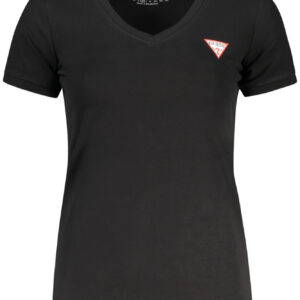 GUESS JEANS T-SHIRT MANICHE CORTE DONNA NERO