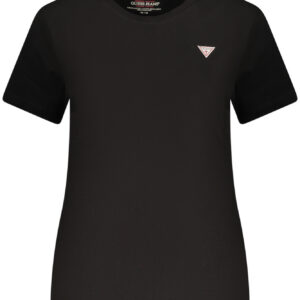 GUESS JEANS T-SHIRT MANICHE CORTE DONNA NERO
