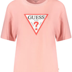 GUESS JEANS T-SHIRT MANICHE CORTE DONNA ROSA