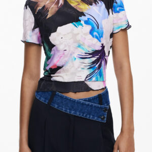 DESIGUAL T-SHIRT MANICHE CORTE DONNA NERO