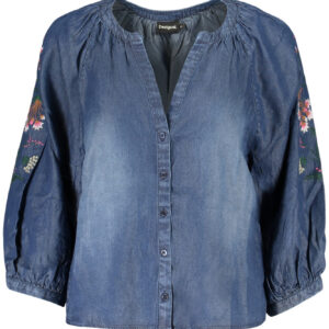 DESIGUAL CAMICIA MANICHE LUNGHE DONNA BLU