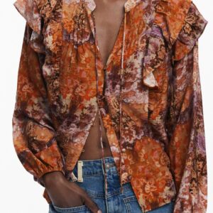 DESIGUAL CAMICIA MANICHE LUNGHE DONNA ARANCIO