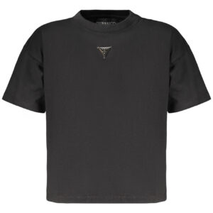 GUESS JEANS T-SHIRT MANICHE CORTE BAMBINO NERO
