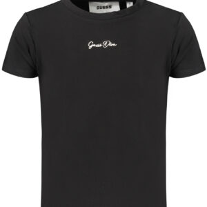 GUESS JEANS T-SHIRT MANICHE CORTE BAMBINA NERO