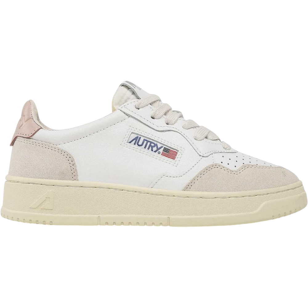 Autry Medalist Leather Low White Pink (Women's)