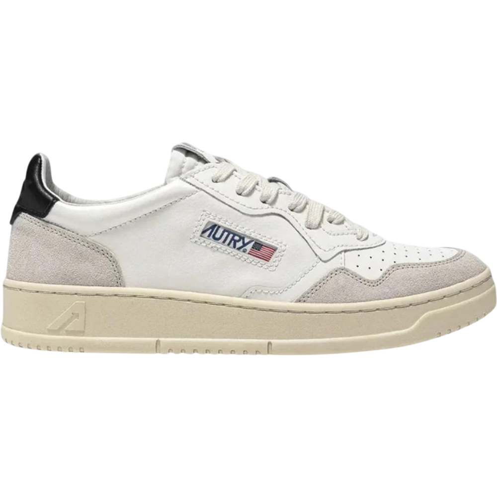 Autry Medalist Leather Low White Black Beige (Women's)
