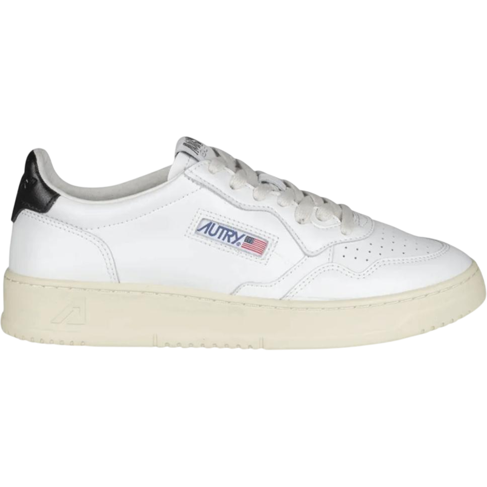 Autry Medalist Leather Low White Black Tab (Women's)