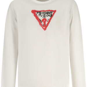 GUESS JEANS T-SHIRT MANICHE LUNGHE BAMBINO BIANCO