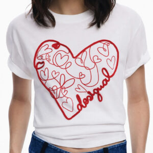 DESIGUAL T-SHIRT MANICHE CORTE DONNA BIANCO