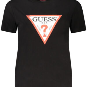 GUESS JEANS T-SHIRT MANICHE CORTE DONNA NERO