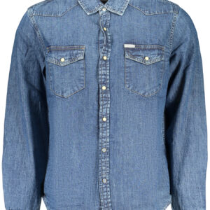 GUESS JEANS CAMICIA MANICHE LUNGHE UOMO BLU